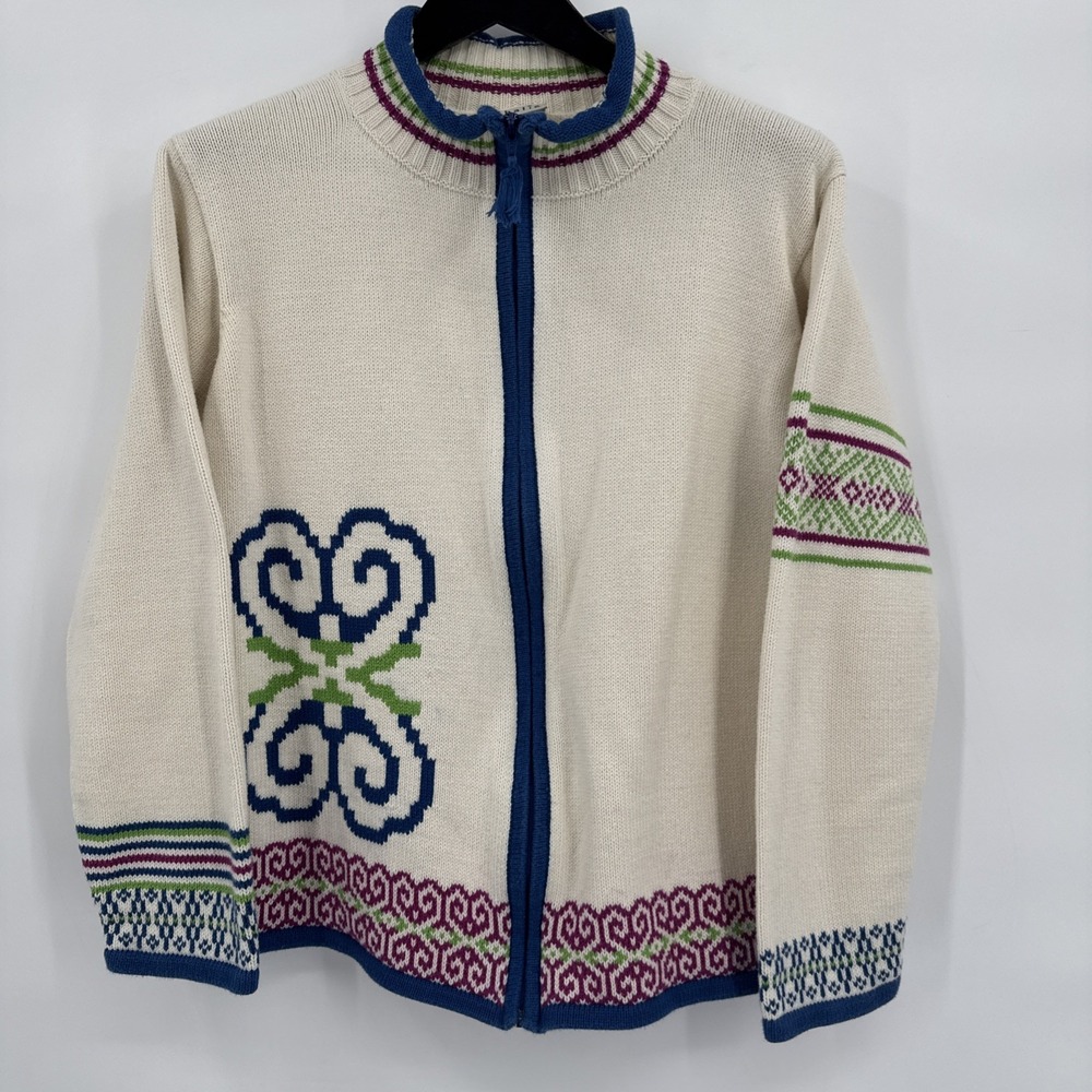 Sahalie Women's Jacket Size XL Fair Isle Nordic Ski Sweater Jumper VTG‎ Cotton